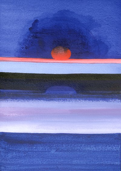 Havlandskap, solnedgang, Helsinki, 1991 (akryl på lerret) av Izabella Godlewska de Aranda