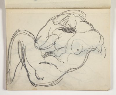 Tilbakelent naken mannlig eller kvinnelig figur; eventuelt studie etter klassisk skulptur av J.A. Jerichau
