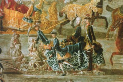 Den keiserlige sledetur i anledning ekteskapet til keiser Joseph II av Østerrike med hans andre kone Maria Josepha von Bayern: detalj av en slede (se også 87694) av J.C. Auerbach