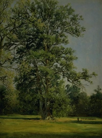 En eik. Utsikt over hagen ved Wörlitz nær Dessau av Johan Christian Dahl