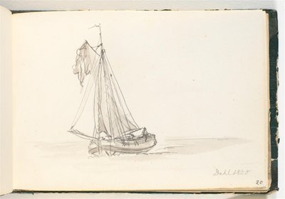 Et stort seilskip i røft vann av Johan Christian Dahl