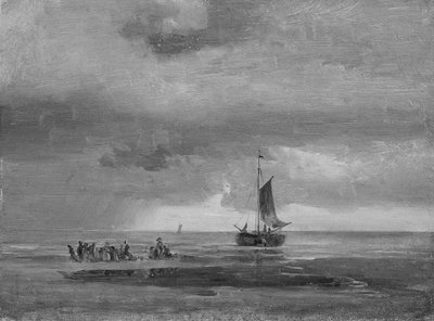 Flat Beach ved solnedgang av Johan Christian Dahl