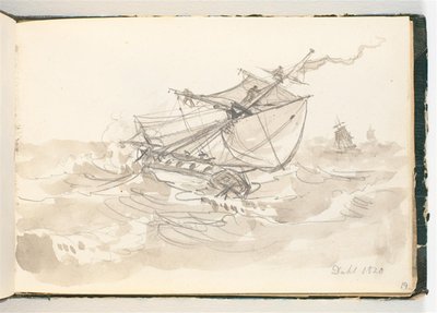 Tre seilskuter på åpent hav av Johan Christian Dahl