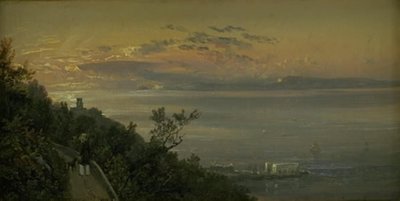 Utsikt fra åsene over Castellamare i Napoli av Johan Christian Dahl