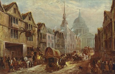 Inngang til La Belle Sauvage Inn Yard, Ludgate Hill, London av J.C. Maggs