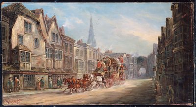 London til Exeter Royal Mail passerer gjennom Salisbury, 1895 av J.C. Maggs