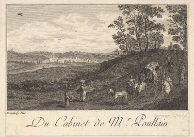 Landskap med vogn etter maleriet i kabinettet til Mr. Poullain, 1780. av JF Borgnet