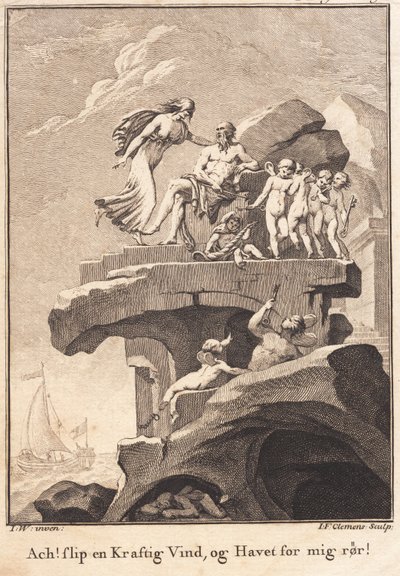 Avind ved Æolus, sittende på toppen av en klippe av J.F. Clemens