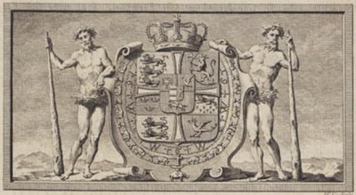 Det danske våpenskjoldet med villmennene som skjoldholdere av J.F. Clemens
