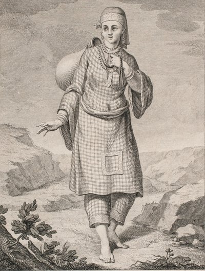 En arabisk kvinne henter vann av J.F. Clemens