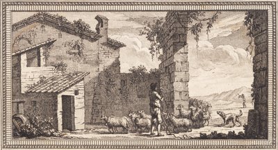 En gjeter med sauer og geiter av J.F. Clemens