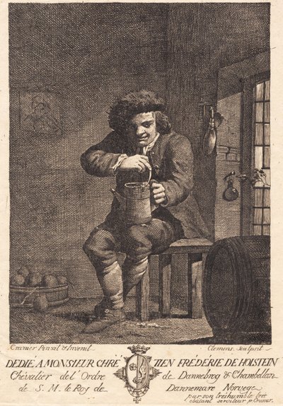 En sittende bonde av J.F. Clemens