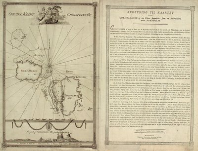Kart over Christiansø med tekstsiden av J.F. Clemens