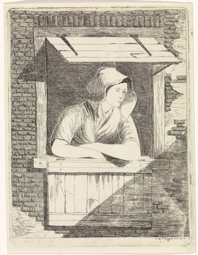 Kvinne ved et åpent vindu av J.H. Pluygers