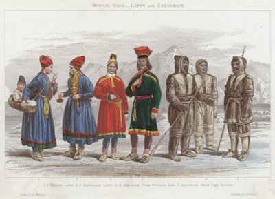 Mongol Race, Lapps and Esquimaux (farget gravering) av J.L. (after) Williams