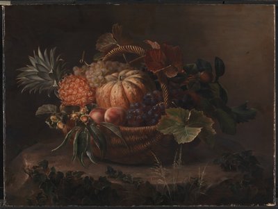 En kurv med frukt på en trestubbe av J.L. Jensen
