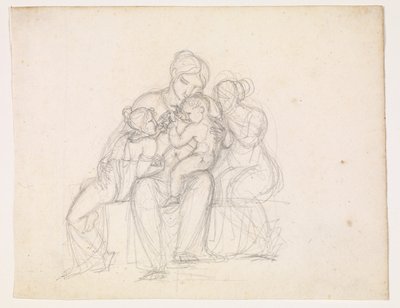 Figurgruppe. Kvinne og 3 barn av J.L. Lund