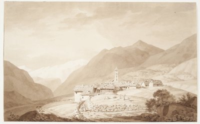 Landsbyen Airolo i Alpene av J.L. Lund