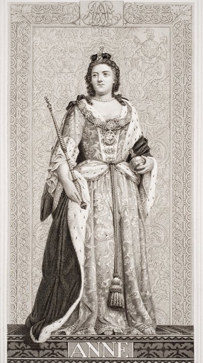 Dronning Anne (1665-1714) fra "Illustrasjoner av engelsk og skotsk historie" bind II av J.L. Williams