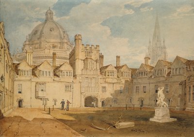 En utsikt fra innsiden av Brazen Nose College Quadrangle, Oxford, 1803-1804 av Joseph Mallord William Turner