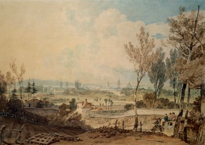 En utsikt over Oxford fra sørsiden av Headington Hill, 1803-1804 av Joseph Mallord William Turner