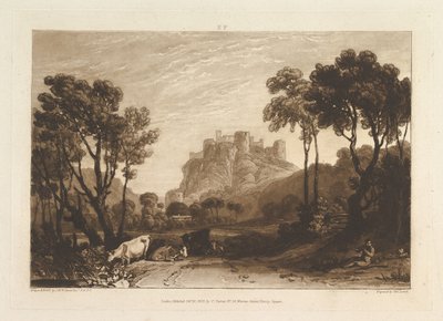 Slottet over Meadows Liber Studiorum, del II, plate 8, 1808. av Joseph Mallord William Turner