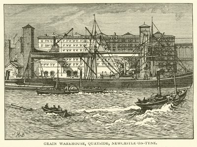 Grain Warehouse, Quayside, Newcastle-on-Tyne (gravering) av J.R. Brown