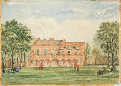 Old Forth House, Newcastle (kroppsfarge, blyant og wc om bord) av J.R. Dewar