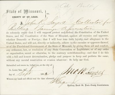 Lojalitetsed av John R. Sayers fra Missouri, County of St. Louis av J.R. Sayers