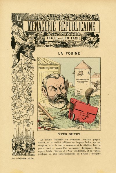 Illustrasjon av J. Blass' (1847-1892) i Menagerie Republicaine Humoristisk galleri av hovedpersonene i Third Republique av J. (1847 1892) Blass