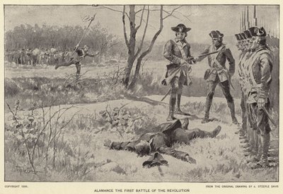 Alamance det første slaget ved revolusjonen (litho) av J. (after) Steeple Davis