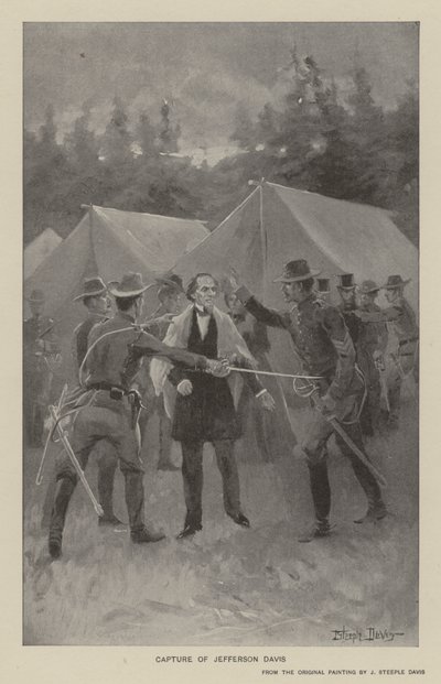 Fangst av Jefferson Davis (litho) av J. (after) Steeple Davis