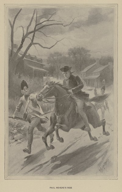 Paul Reveres tur (litho) av J. (after) Steeple Davis