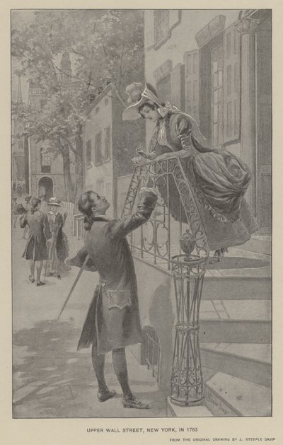 Upper Wall Street, New York, i 1783 (litho) av J. (after) Steeple Davis