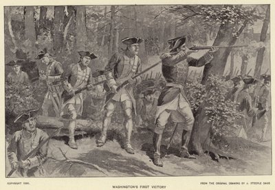 Washingtons første seier (litho) av J. (after) Steeple Davis