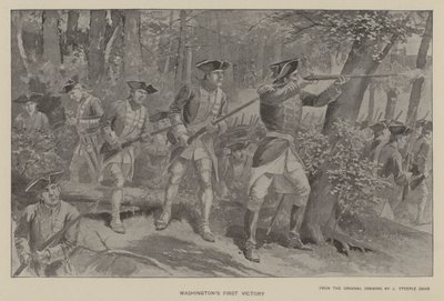 Washingtons første seier (litho) av J. (after) Steeple Davis