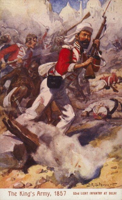 Britiske soldater fra 52nd Light Infantry, Siege of Delhi, Indian Myttery av J. A. Stewart