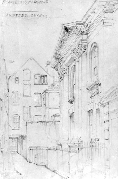 Ebenezer Chapel, Bartletts Passage, ca. 1890 (tegning) av J. Appleton