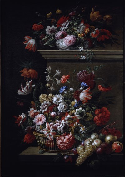 Stilleben av blomster (olje på lerret) av J B and Bogdany Jakob Monnoyer