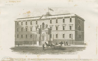 Burslem - fabrikken til Mr. Samuel Alcock & Cos.: stålgravering, nd [?19. århundre] (trykk) av J Barlow