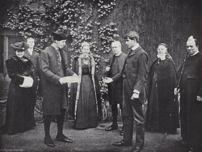 Pannekakekasting på Westminster School, Victor mottar Guinea av J. Benjamin Stone