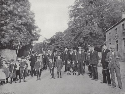 Den Northumbriske Baal-brannen, bringer inn Fagots av J. Benjamin Stone