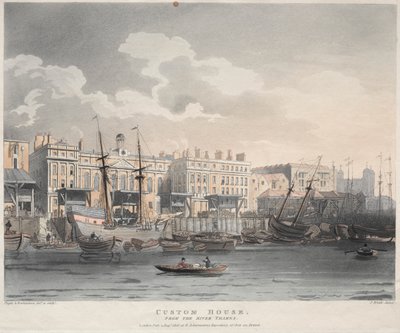 Customs House, fra Themsen av J. Bluck