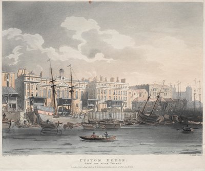 Customs House, fra Themsen, 1808. av J. Bluck