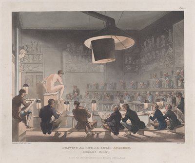 Tegning fra livet ved Royal Academy, Somerset House, 1. januar 1808., 1. januar 1808. av J. Bluck