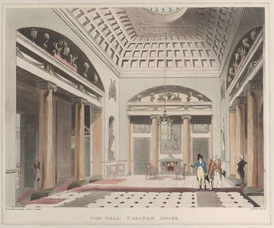 The Hall Carlton House Microcosm of London, plate 15, 1. april 1808., 1. april 1808. av J. Bluck