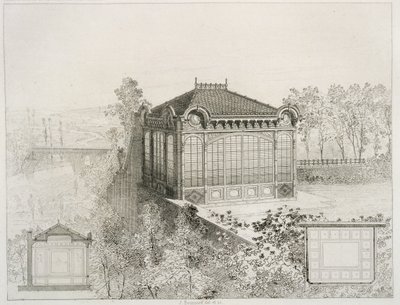 Planer og forhøyning av en hagepaviljong, ca. 1880 av J. Boussard