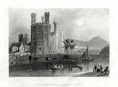 Ørnetårnet, Carnarvon Castle, Caernarfon, Nord-Wales, 1860 av J. C. Armytage
