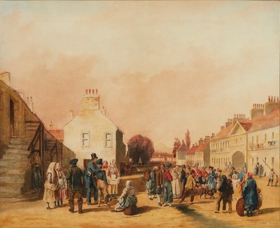 Fisherrow, Musselburgh (blyant og akvarell) av J. C. Newton