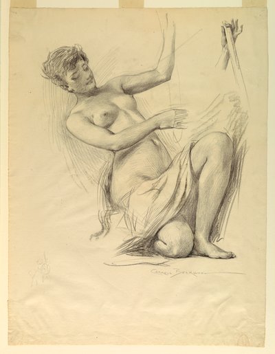 Figurstudie, muligens for Dome of Manufactures og Liberal Arts Building, World's Columbian Exposition, Chicago, IL av J. Carroll Beckwith